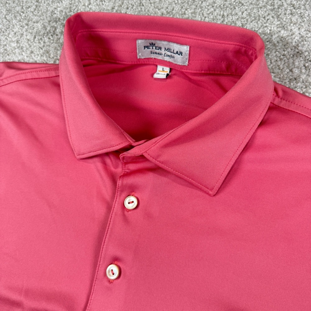 Peter Millar Polo Shirt Mens Large Pink West Bay Club Summer Comfort